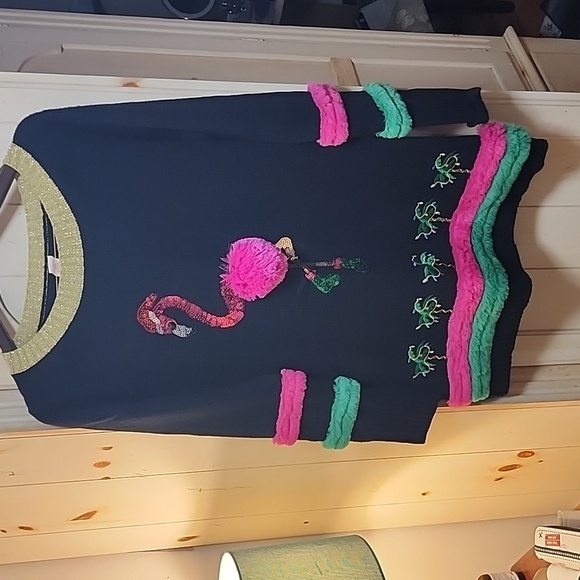 Jane Street Flamingo Holiday Ugly Christmas Sweater Size Small 4-6 - Picture 3 of 6